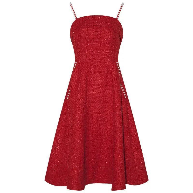 Retro Pearl Sling Tweed Dress - HEPSIBAH SHOP