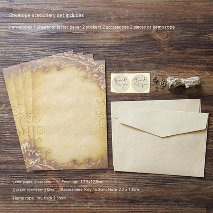 Vintage Kraft Paper Envelope Set With Hemp Rope Pendant - HEPSIBAH SHOP