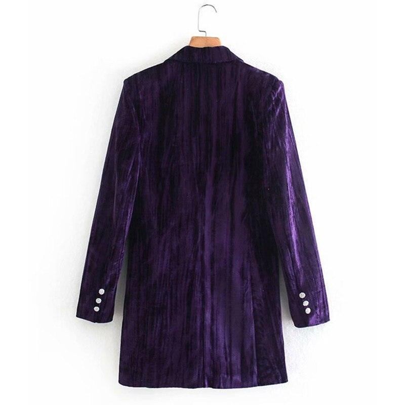 Velvet Blazer Jacket Dress Blazer Long-Sleeved Medium Length Warm Coat - HEPSIBAH SHOP