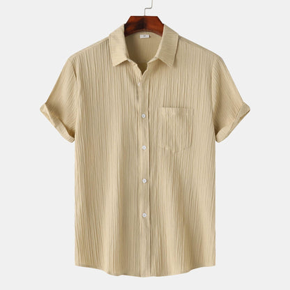 Men's Solid Color Polo Collar Short Sleeve Shirt - HEPSIBAH SHOP