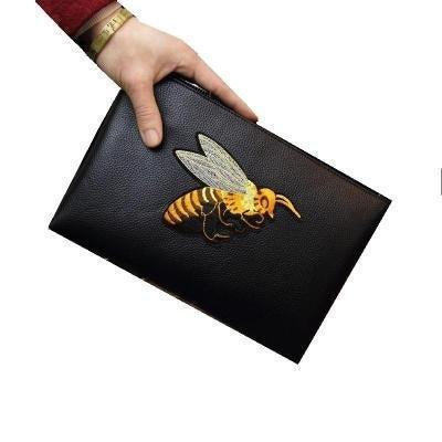 Bee Embroidered Men's Handheld Envelope Bag - HEPSIBAH SHOP