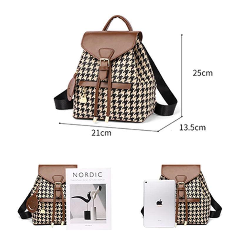 Houndstooth Backpack High Capacity Travel Bags - HEPSIBAH SHOP