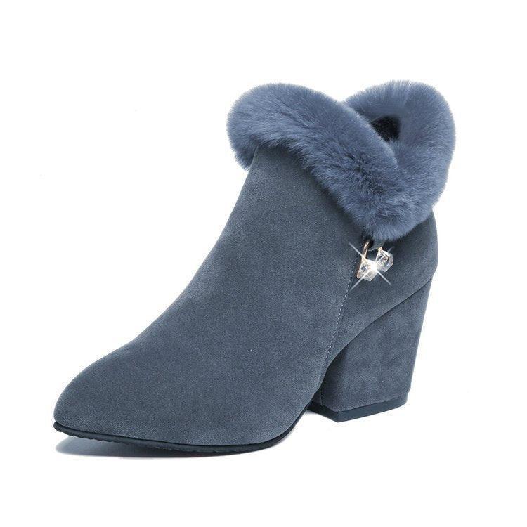 Fashion rabbit fur high heels - HEPSIBAH SHOP