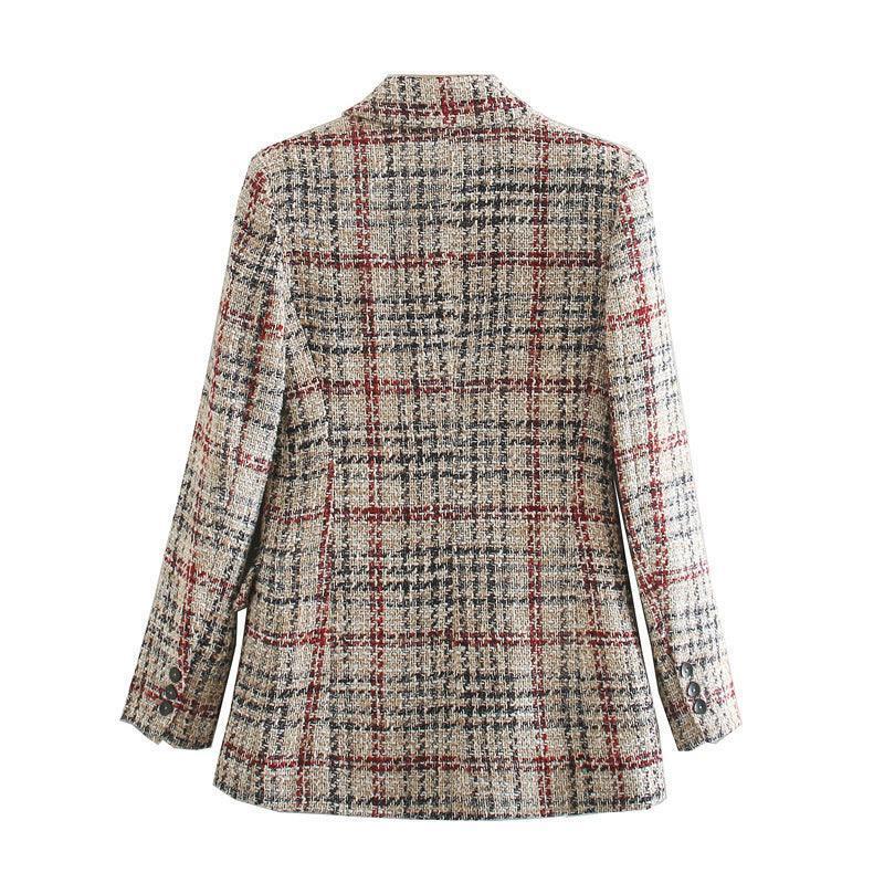 Plaid texture blazer women's clothing - HEPSIBAH SHOP