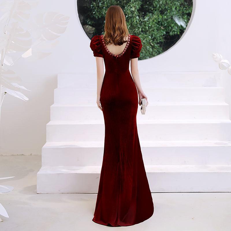 Wine Red Fishtail Evening Dress Woman - HEPSIBAH SHOP