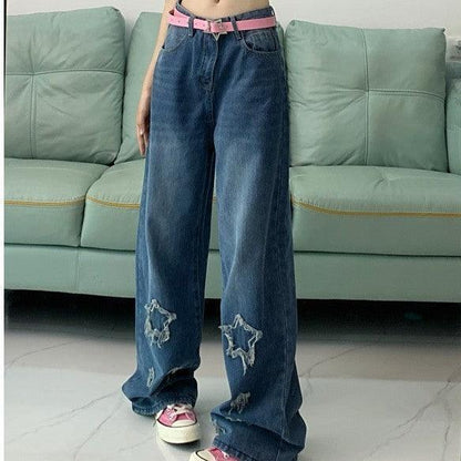 High Street Star Embroidered Jeans Girl - HEPSIBAH SHOP