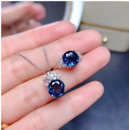 Jewellery Set London Blue Stones Pendants - HEPSIBAH SHOP