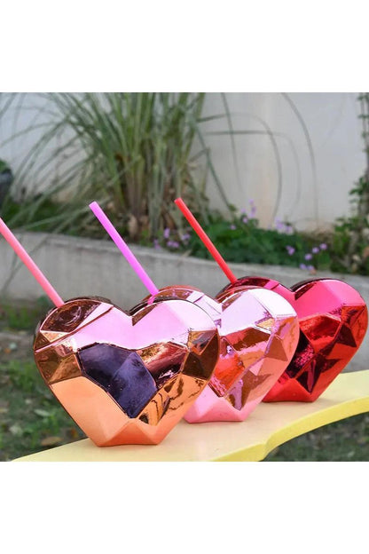 Creative Heart-shaped Plastic Straw Cup - HEPSIBAH SHOP