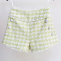 Women's Shiny Houndstooth Tweed Fringe Shorts - HEPSIBAH SHOP