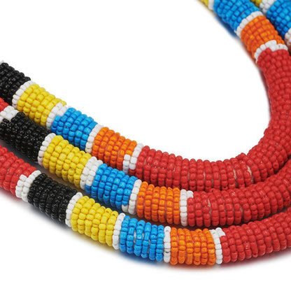 African Pattern Colorful Rice Bead Necklace - HEPSIBAH SHOP