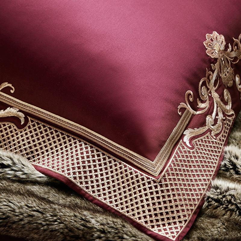 Four-piece Luxury Burgundy Wedding Bed - HEPSIBAH SHOP