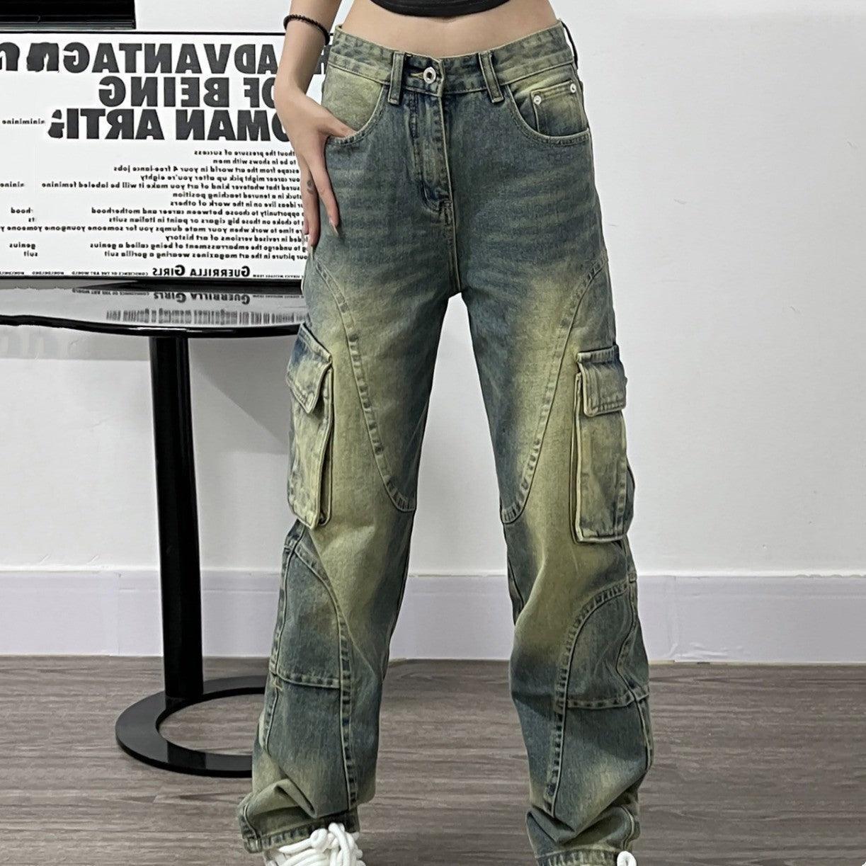 Deconstructed Design Washed Jeans For Women - HEPSIBAH SHOP