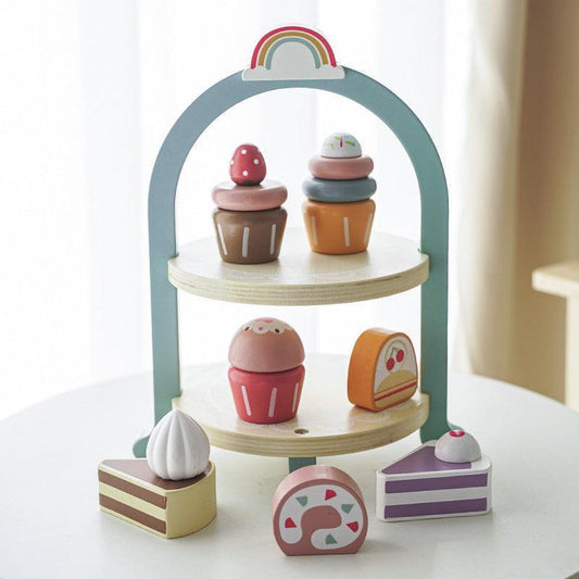 Wooden Children's Simulation Cake Stand Ice Cream Toy