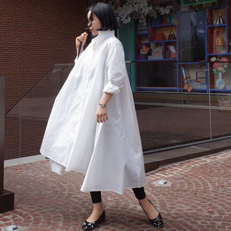 Fashion Black And White Irregular Casual Shirt Dress - HEPSIBAH SHOP