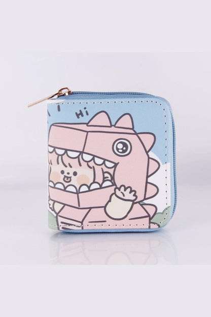 Cartoon Little Dinosaur PU Short Zip Purse - HEPSIBAH SHOP