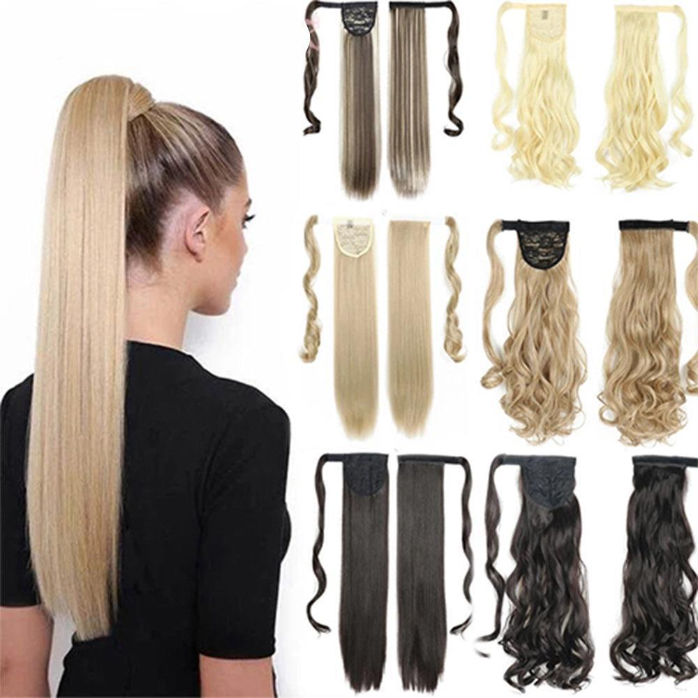 Long Straight Wrap Around Clip In Ponytail Hair Extension Heat Resistant Synthetic Tail Fake Hair - HEPSIBAH SHOP