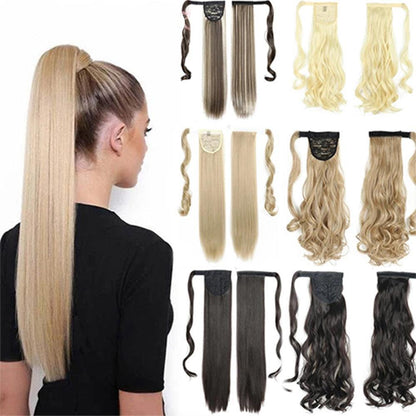 Long Straight Wrap Around Clip In Ponytail Hair Extension Heat Resistant Synthetic Tail Fake Hair - HEPSIBAH SHOP