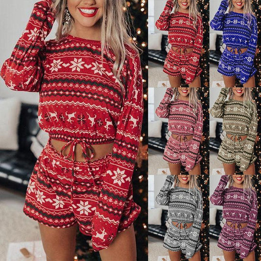 Long-Sleeved Casual Christmas Pajamas - HEPSIBAH SHOP