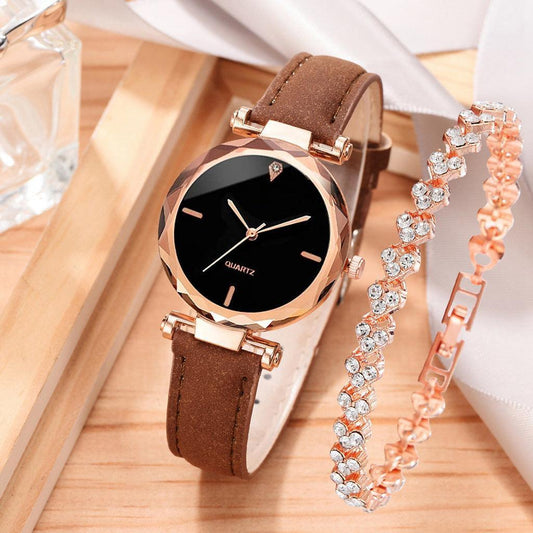 Simple Belt Quartz Watch Bracelet Suit - HEPSIBAH SHOP