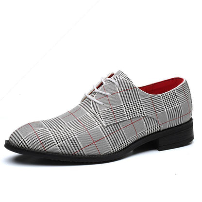 Men's Fashion Business Casual All-match Leather Shoes Lace-up Stripes - HEPSIBAH SHOP