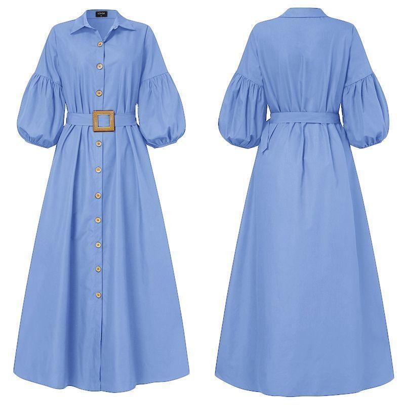 Elegant Office Ladies Dress Women Long Dresses Ladys Puff Sleeve - HEPSIBAH SHOP