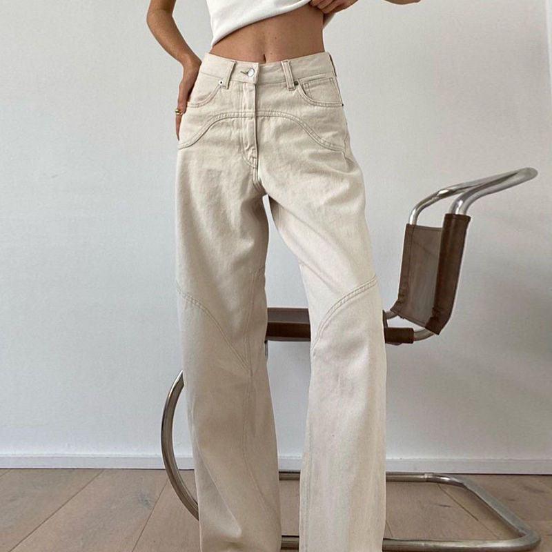 Women's Off-white Straight Jeans - HEPSIBAH SHOP