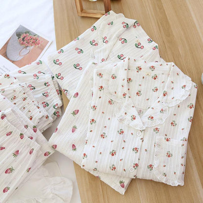 Women's Spring And Autumn Jacquard Cotton Pajamas