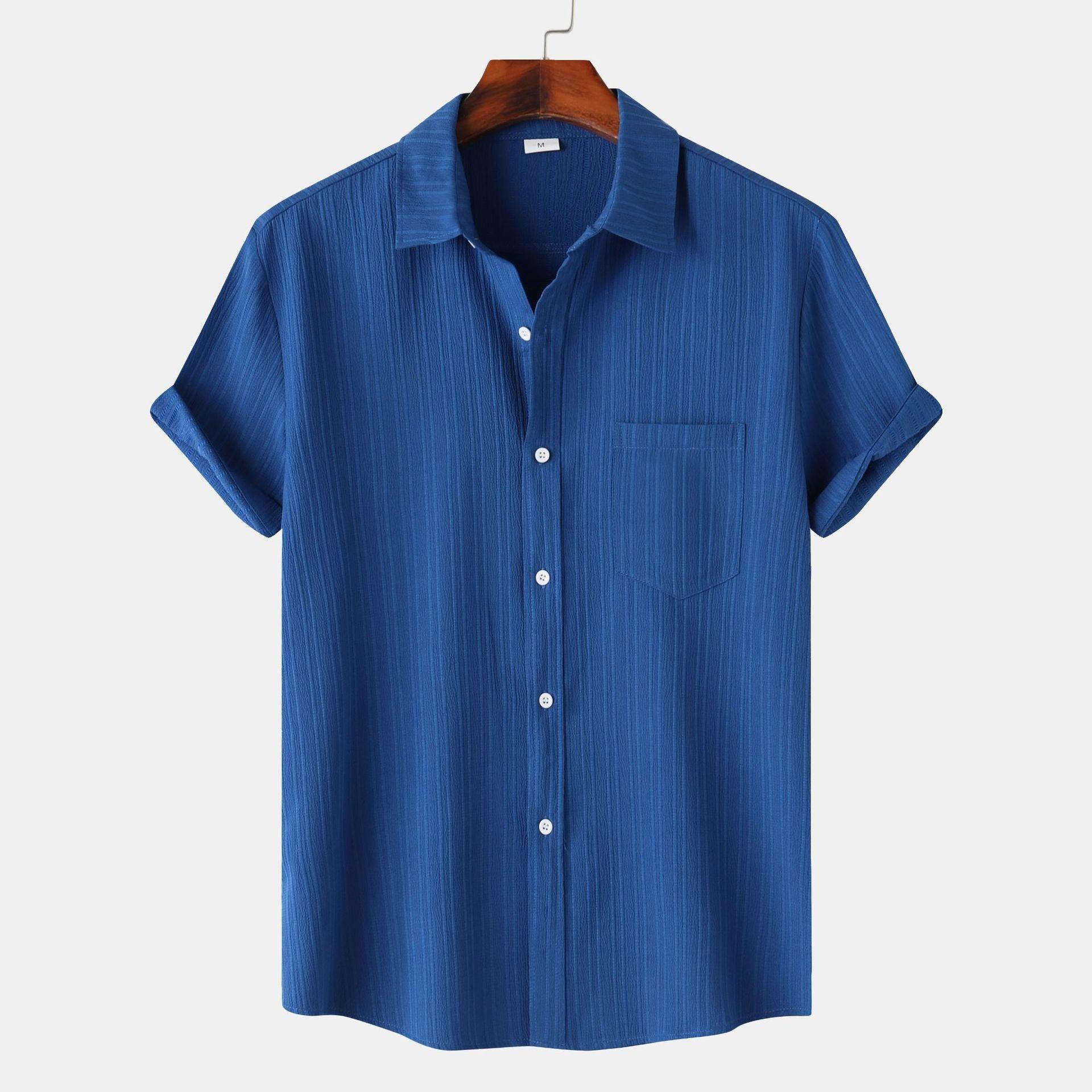 Men's Solid Color Polo Collar Short Sleeve Shirt - HEPSIBAH SHOP