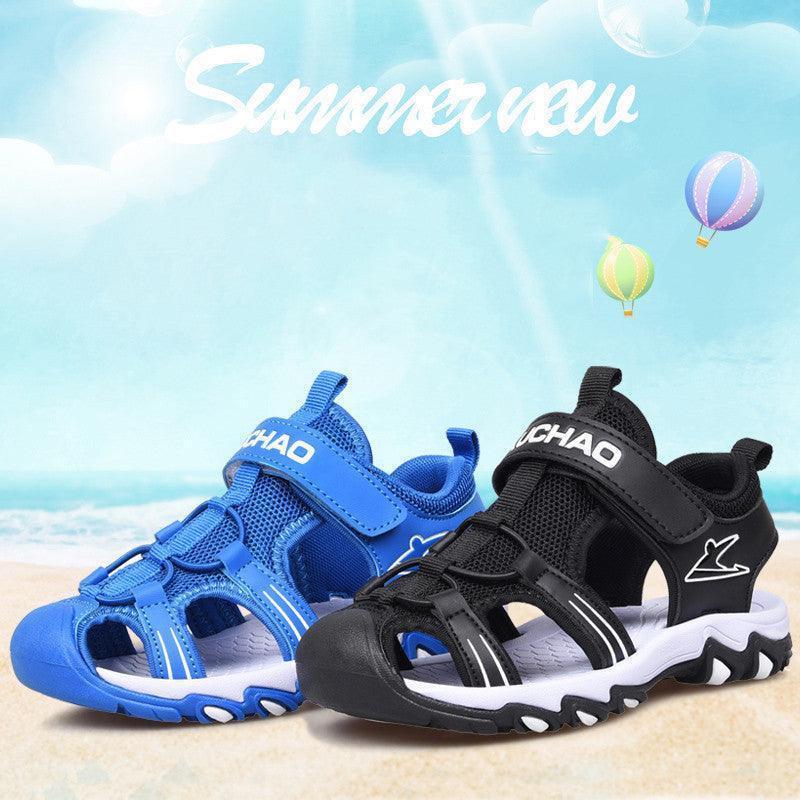 Boys Sandals Baotou Summer Soft Sole Black Children's Beach Shoes Boys Sandals Non-slip - HEPSIBAH SHOP