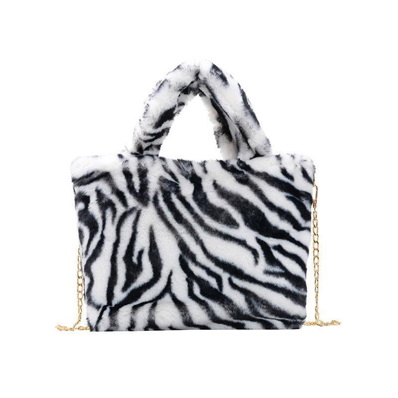 Plush leopard shoulder bag - HEPSIBAH SHOP