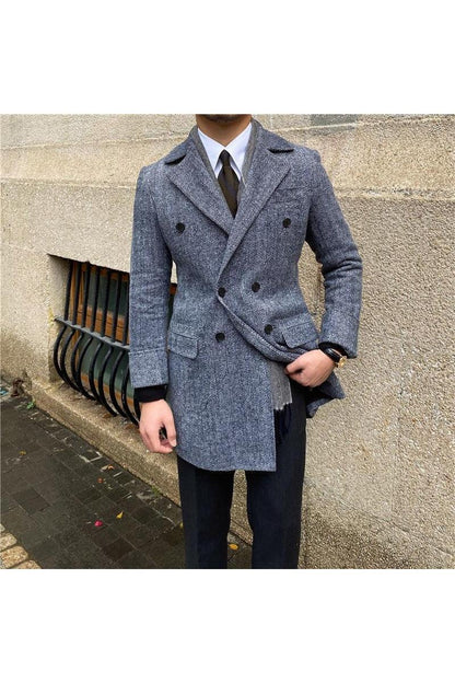 Men mid-length Tweed Coat - HEPSIBAH SHOP