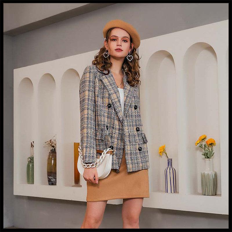 Double-breasted check blazer - HEPSIBAH SHOP