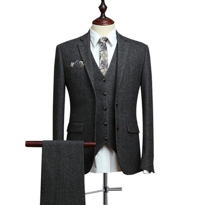 Men's Wool Tweed Formal Lapel suit - HEPSIBAH SHOP