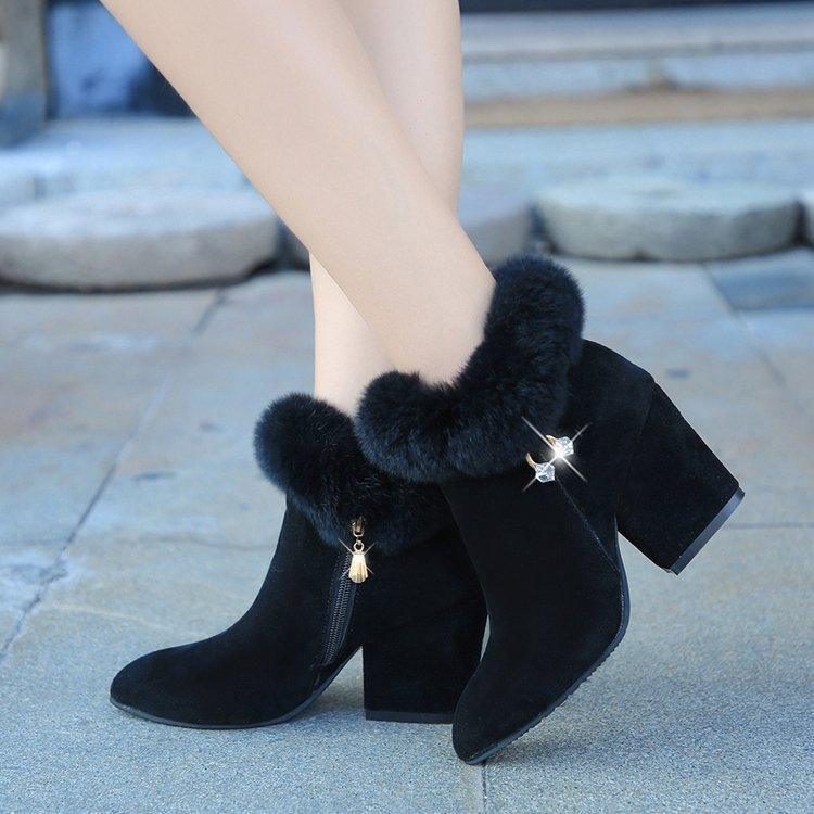 Fashion rabbit fur high heels - HEPSIBAH SHOP