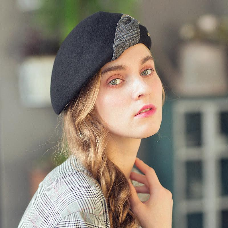 British women's Plaid tweed Beret - HEPSIBAH SHOP