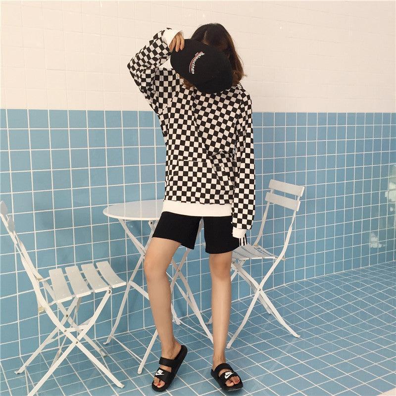 Black and white plaid sweater - HEPSIBAH SHOP