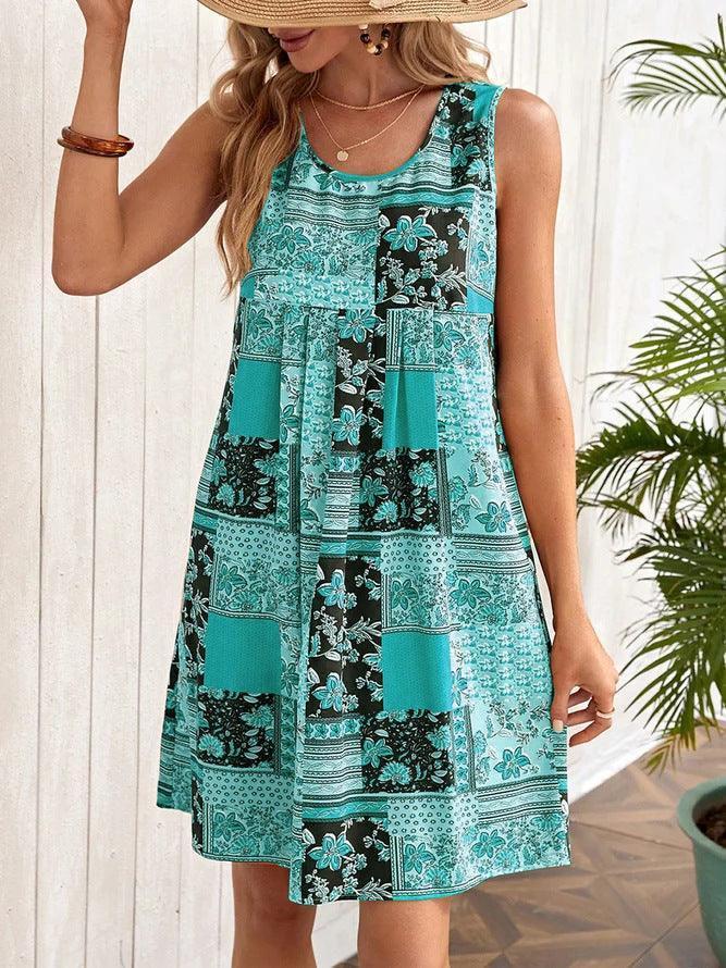 European And American Sleeveless Printed Dress - HEPSIBAH SHOP