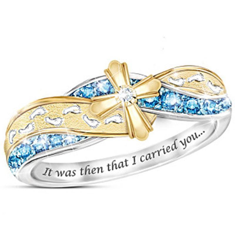 Creative Cross Footprint Two Tone Ring Women's Ornament - HEPSIBAH SHOP