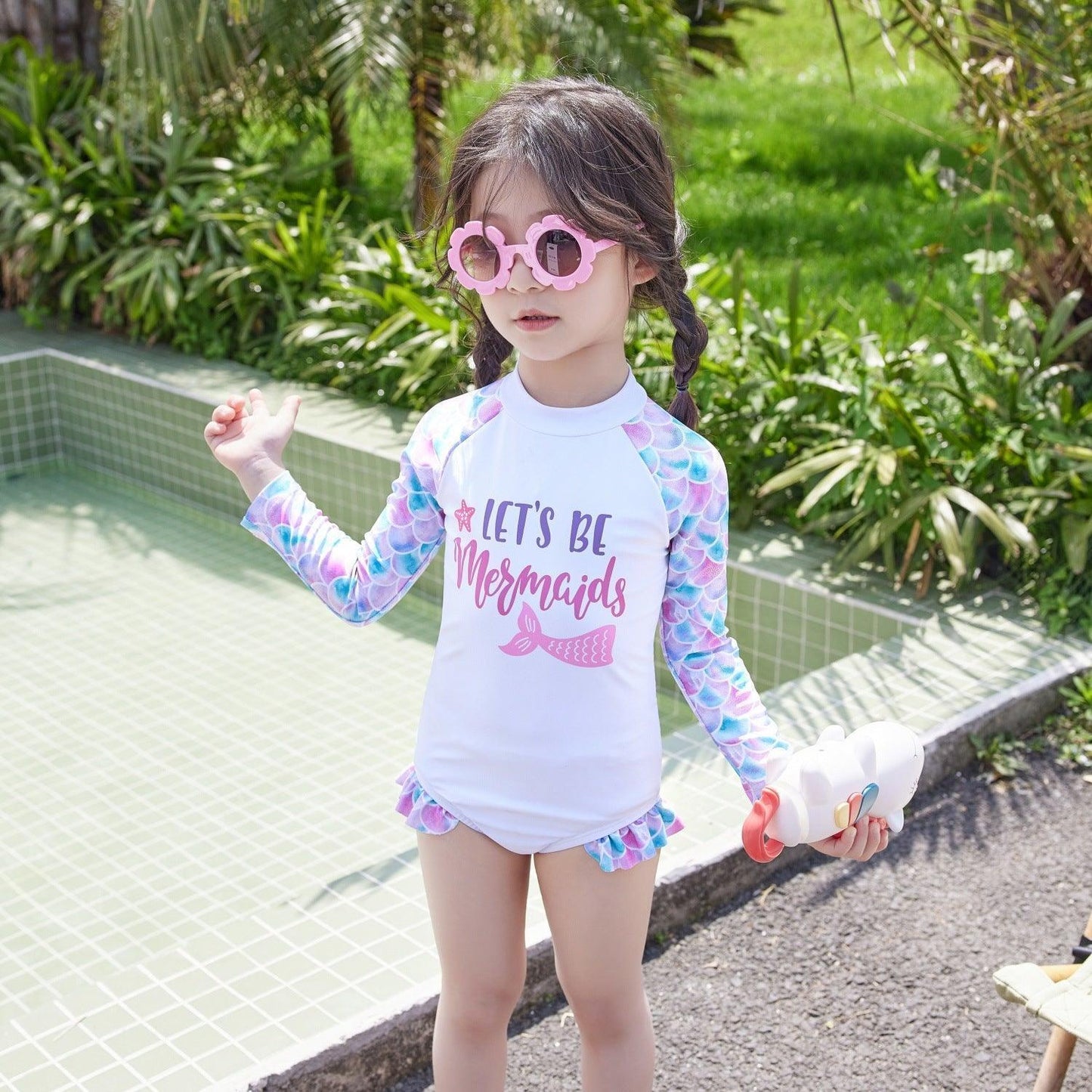 Children's One-piece Long Sleeves Sunscreen Swimwear - HEPSIBAH SHOP