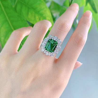 Women's Silver Emerald Rhinestone Ring - HEPSIBAH SHOP