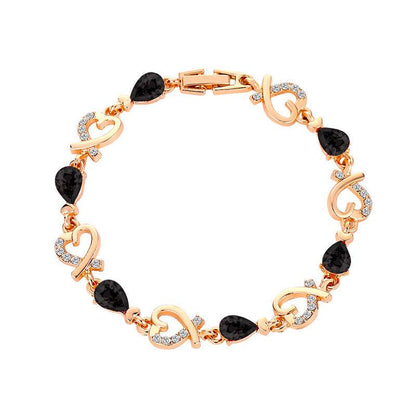 Hollow Love Bracelet With Rhinestones Fashion Temperament Heart-shaped Bracelet For Valentine's Day Gift Jewelry