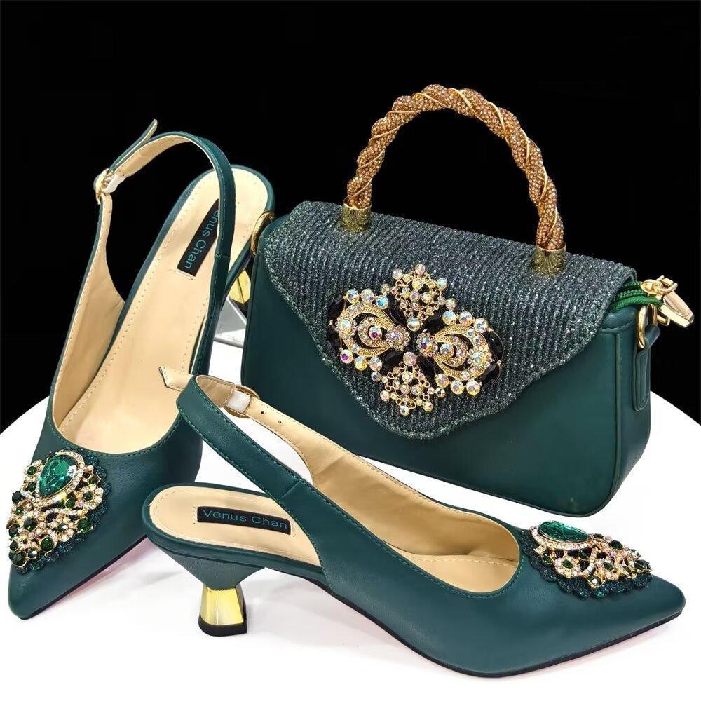 Casual French Style Small Square Pointed Toe Slingback High Heels Women's Shoes And Bags Suit - HEPSIBAH SHOP