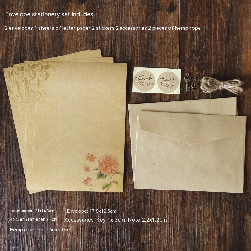 Vintage Kraft Paper Envelope Set With Hemp Rope Pendant - HEPSIBAH SHOP