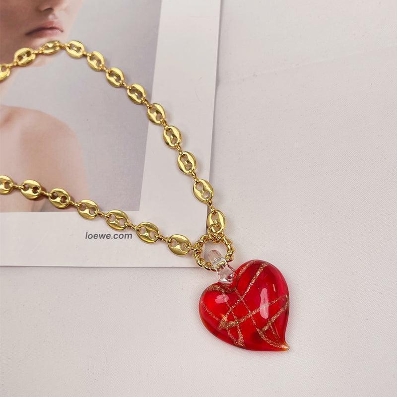 Women's Fashion Red Heart Necklace - HEPSIBAH SHOP