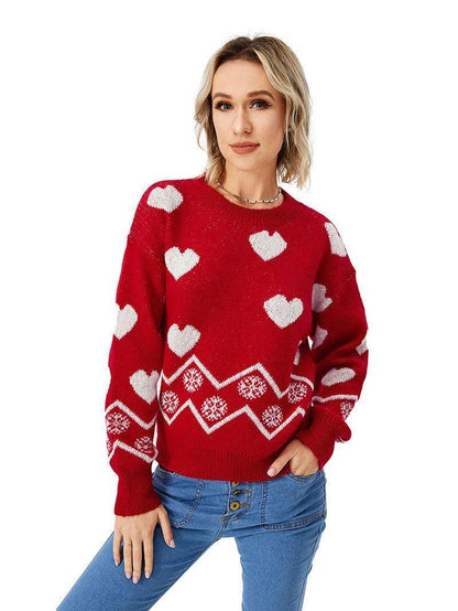 Women's Loose Casual Cozy Heart Sweater - HEPSIBAH SHOP