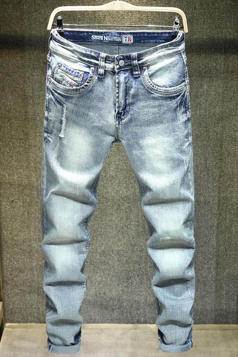 Light Blue Ripped Jeans For Men - HEPSIBAH SHOP