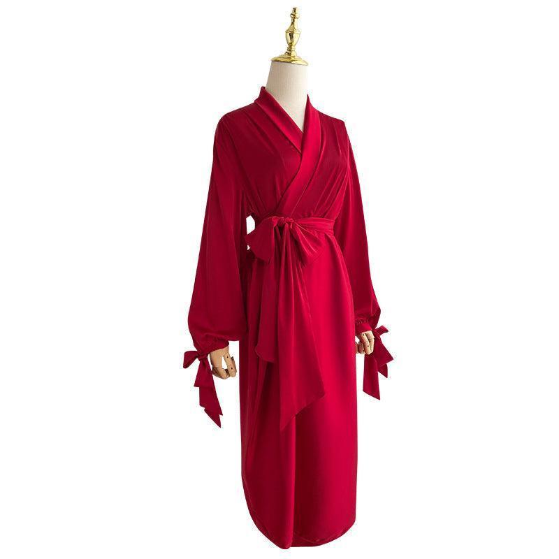 Mid-Length Ice Silk French Dressing Gown - HEPSIBAH SHOP