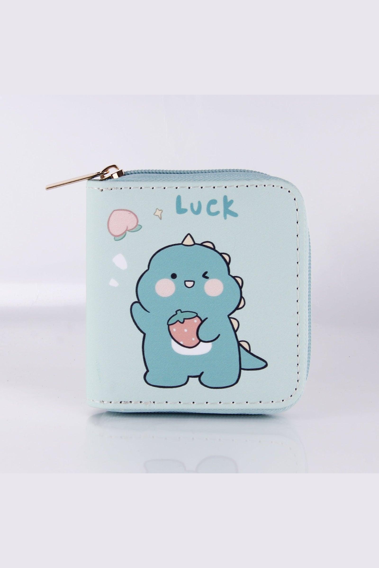 Cartoon Little Dinosaur PU Short Zip Purse - HEPSIBAH SHOP