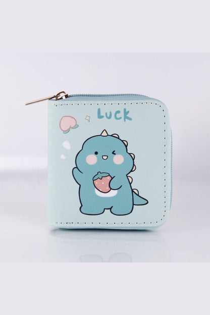 Cartoon Little Dinosaur PU Short Zip Purse - HEPSIBAH SHOP