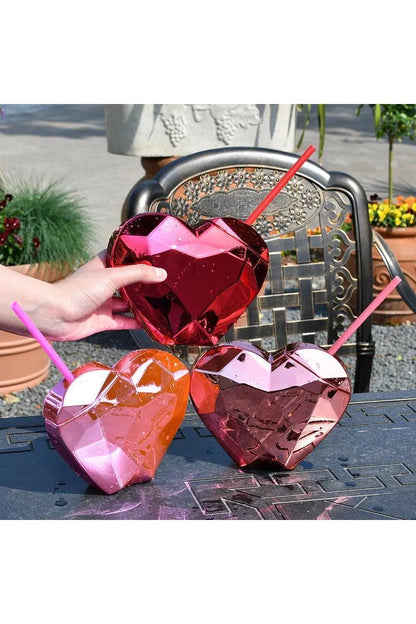 Creative Heart-shaped Plastic Straw Cup - HEPSIBAH SHOP